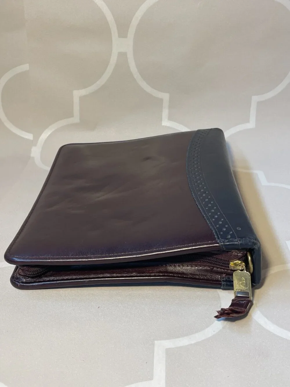 Franklin Quest Vintage Top Grain Leather Planner Binder Made in USA Organizer